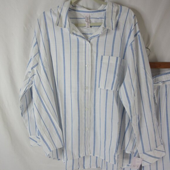 Auden Pajama Set 2 Piece Blue White Striped Long Sleeve & Pants Size XXL NWT - Picture 4 of 13